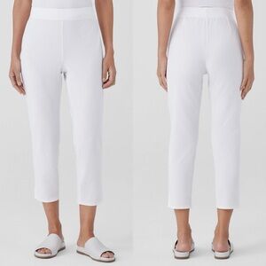 Eileen Fisher High Waist Slim Crop White Washable Stretch Crepe Pants 2X Pull-on